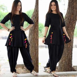 Black color dashing dhoti suit